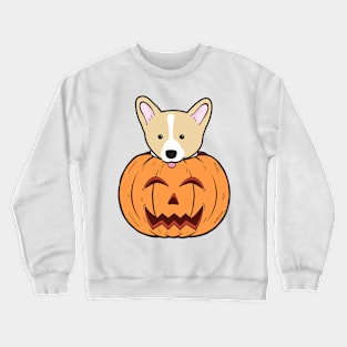 Halloween Cute Corgi Stuck In A Pumpkin Head. Crewneck Sweatshirt